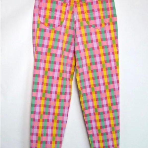 VTG High Waist Pink Check Tapered Straight Pants - Picture 6 of 8